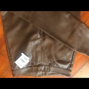 NWT, chocolate faux leather pant